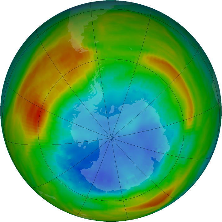 Antarctic ozone map for 20 August 1986